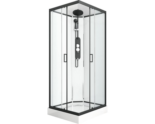 Fertigdusche Sanotechnik Epic 2 CL51 90x90x230cm Echtglas Klar hell schwarz