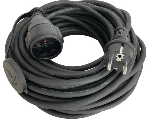 Verlängerungskabel 3 x 1,5 mm² H05RR-F 25 m schwarz Verlängerungskabel mit Stecker und Kupplung