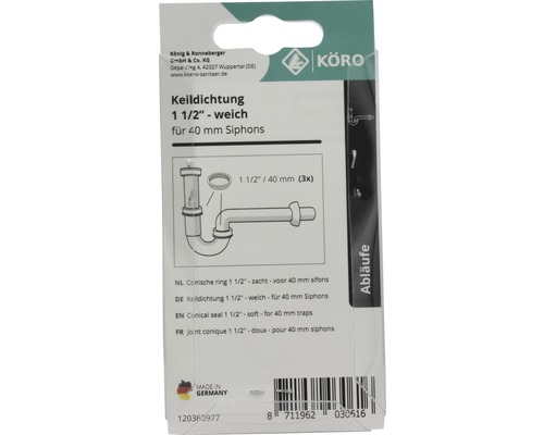 KÖRO Keildichtung 1 1/2 Zoll weich für 40 Millimeter Siphons