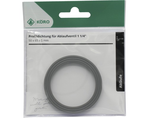 Profildichtung für Ablaufventil 1 1/4 Zoll, 50 x 65 x 5 Millimeter in Verpackung