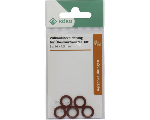 Vulkanfiberdichtung für Überwurfmutter 3/8 Zoll, 9 x 14 x 1,5 mm