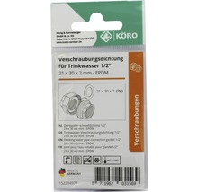 KÖRO Verschraubungsdichtung für Trinkwasser 1/2 Zoll, 21 x 30 x 2 Millimeter, EPDM