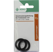 KÖRO Verschraubungsdichtung für Trinkwasser 1/2 Zoll, 21 x 30 x 2 Millimeter, aus EPDM