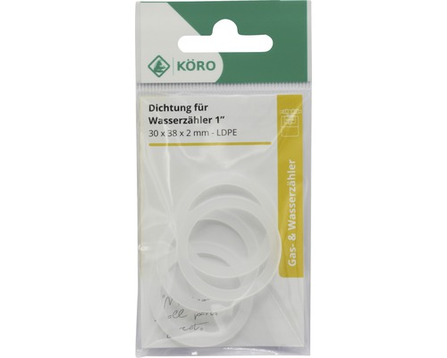 Dichtung für Wasserzähler eins Zoll, 30 x 38 x 2 Millimeter, LDPE