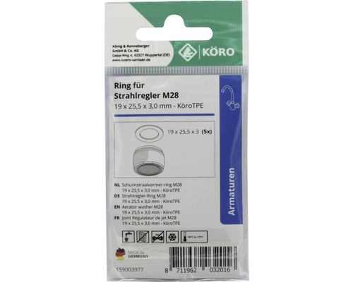 KÖRO Strahlregler-Ring M28, 19 x 25,5 x 3,0 mm, Verpackung