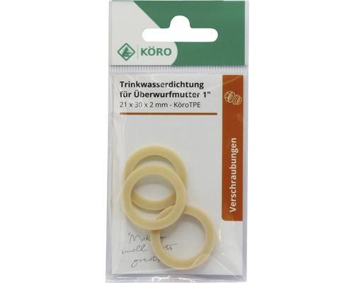 Trinkwasserdichtung für Überwurfmutter 1 Zoll, 21 x 30 x 2 Millimeter im Kunststoffgehäuse