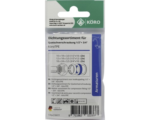 Dichtungssortiment für Quetschverschraubung 1/2 und 3/4 Zoll