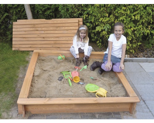 Sandkasten Tessa 100 mit Vollabdeckung Holz 100 x 100 x 24 cm braun