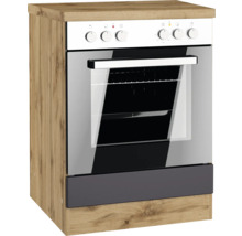 Freistehender Herd mit Glaskeramikkochfeld und Backofen im Holzdesign