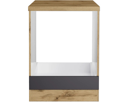 Regal mit Holzstruktur und einer Schublade