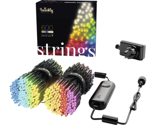 Twinkly Strings Lichterkette mit 600 RGBW LEDs, Netzteil und Verpackung