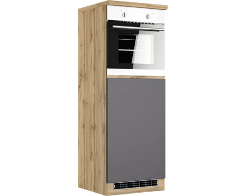 Küchenschrank mit Backofen und grauer Tür