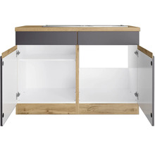 Waschtischunterschrank mit zwei Schubladen und offenen Türen