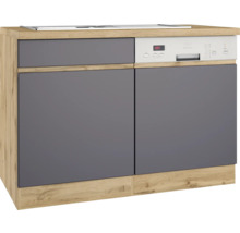 Spülbeckenunterschrank mit Geschirrspüler und zwei grauen Türen