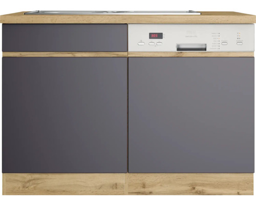 Einbaugeschirrspüler mit grauen Fronten und hellem Holzdekor