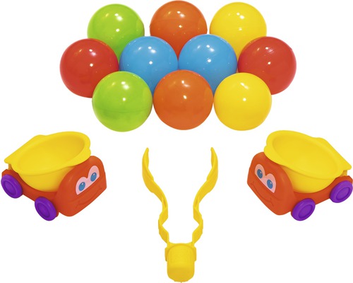 Spielset mit bunten Bällen, Greifzange und Spielzeug-Lastwagen