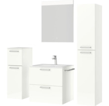 Badmöbel-Set Nobilia Programm 2 187 140x169,1x48,7 cm Mineralgusswaschtisch weiß hochglanz mit LED-Beleuchtung-thumb-5