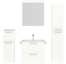 Badmöbel-Set Nobilia Programm 2 187 140x169,1x48,7 cm Mineralgusswaschtisch weiß hochglanz mit LED-Beleuchtung-thumb-0