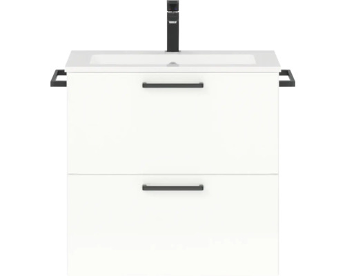 Waschtischunterschank Nobilia Programm 2 162 61x59,1x48,7 cm mit Mineralgusswaschtisch weiß hochglanz