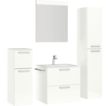 Badmöbel-Set Nobilia Programm 2 187 140x169,1x48,7 cm Mineralgusswaschtisch weiß hochglanz mit LED-Beleuchtung-thumb-6