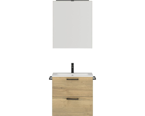 Badmöbel-Set Nobilia Programm 2 182 61x169,1x48,7 cm Mineralgusswaschtisch eiche natur mit LED-Beleuchtung Badmöbel-Set Nobilia Programm 2 182 61x169,1x48,7 cm Mineralgusswaschtisch eiche natur mit LED-Beleuchtung