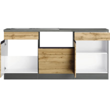 Küchenunterschrank mit offenen Türen und Regalen