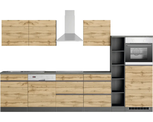 Moderne Küche mit Spüle, Geschirrspüler, Backofen und Dunstabzugshaube