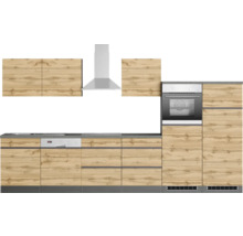 Küchenzeile mit Geschirrspüler, Backofen und Dunstabzugshaube