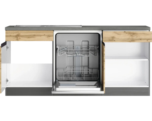 Küchenzeile mit Geschirrspüler und Stauraum