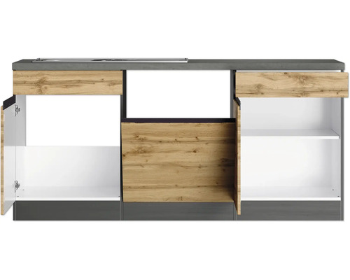 Küchenunterschrank mit Holztüren und Regalböden