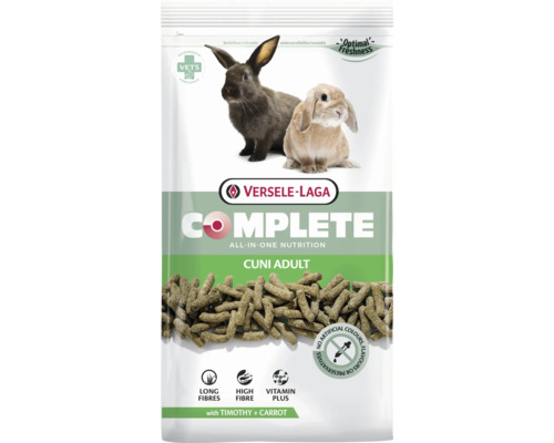 Nagerfutter VERSELE-LAGA Complete Cuni Adult 1,75 kg zu 100% extrudiertes, getreidefreies Futter für ausgewachsene Kaninchen im Frischebeutel