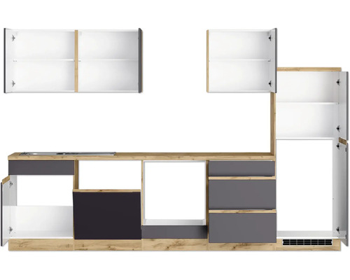 Küchenzeile mit Hänge- und Unterschränken