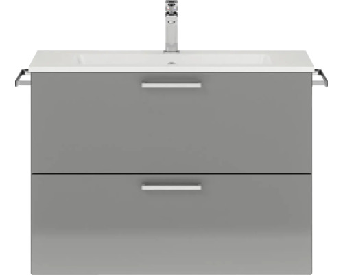 Waschtischunterschank Nobilia Programm 2 205 81x59,1x48,7 cm mit Mineralgusswaschtisch grau hochglanz