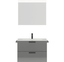 Badmöbel-Set Nobilia Programm 2 212 81x169,1x48,7 cm Mineralgusswaschtisch grau hochglanz mit LED-Beleuchtung-thumb-0