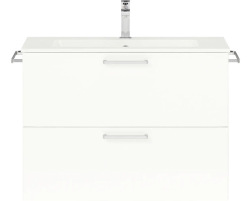 Waschtischunterschank Nobilia Programm 2 203 81x59,1x48,7 cm mit Mineralgusswaschtisch weiß hochglanz