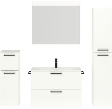 Badmöbel-Set Nobilia Programm 2 226 160x169,1x48,7 cm Mineralgusswaschtisch weiß hochglanz mit LED-Beleuchtung-thumb-0
