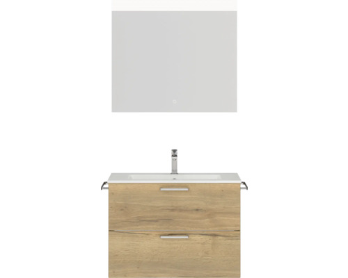 Bathroom Furniture Set Nobilia Program 2 215 81x169.1x48.7 cm Mineral Cast Oak Washbasin-