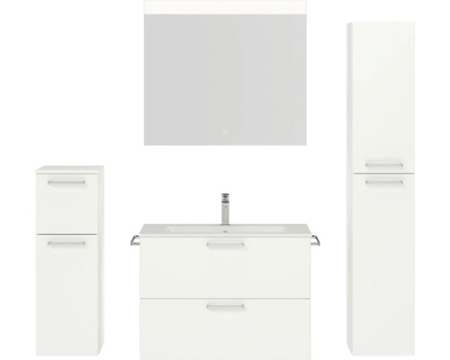 Bathroom furniture set Nobilia program 2 225 160x169.1x48.7 cm mineral cast washbasin white-