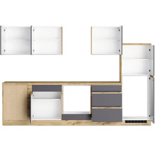 Küchenzeile mit Hängeschränken, Unterschränken und Schubladen