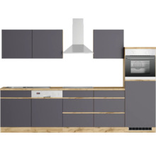 Komplette Küchenzeile mit Hängeschränken, Dunstabzugshaube, Spülmaschine und Backofen