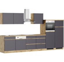 Komplette Küche mit Hängeschränken, Dunstabzugshaube, Spülmaschine und Backofen