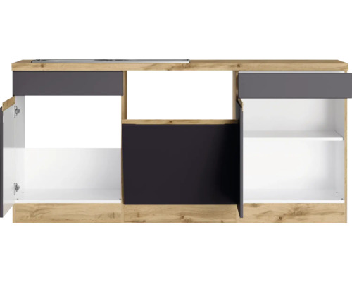 Küchenzeile mit Spüle, Schubladen und Schrankfächern