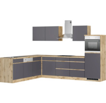 Komplette Küchenzeile mit Hängeschränken, Dunstabzugshaube und Einbaubackofen