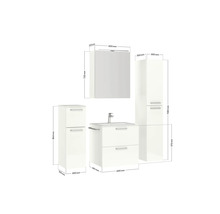 Badmöbel-Set Nobilia Programm 2 194 140x169,1x48,7 cm Mineralgusswaschtisch weiß hochglanz mit LED-Beleuchtung-thumb-4
