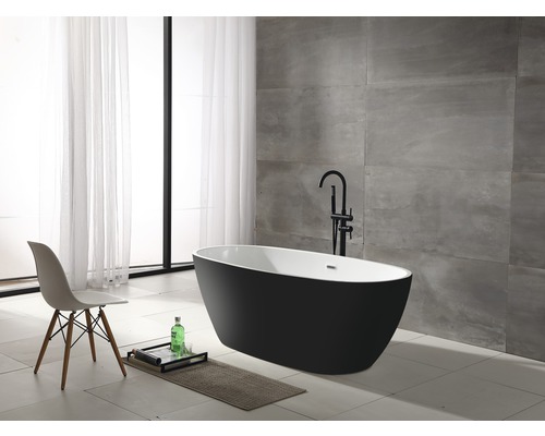 Freistehende Ovale Badewanne Sanotechnik Manhatten G9030 170x82x60 cm schwarz/weiß