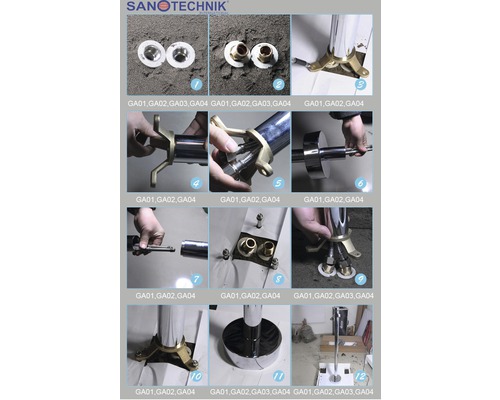 Montageanleitung für eine Duschsäule von Sanotechnik in zwölf Schritten