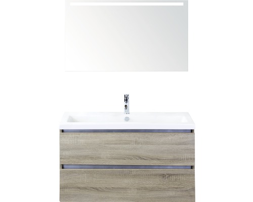 Badmöbel-Set Sanox Vogue Keramik 169x101x41 cm Keramikwaschbecken eiche grau mit LED-Beleuchtung Badmöbel-Set Sanox Vogue Keramik 169x101x41 cm Keramikwaschbecken eiche grau mit LED-Beleuchtung