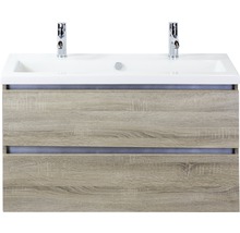 Waschtischunterschrank mit zwei Schubladen und Aufsatzwaschbecken