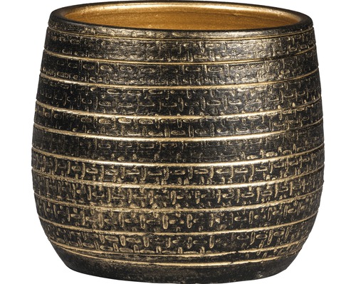 Übertopf innen Passion for Pottery Solano Ton Ø 24 cm H 22 cm schwarz/gold