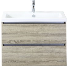 Waschbeckenunterschrank Sanox Vogue 59x81x41 cm mit Keramikwaschbecken eiche grau